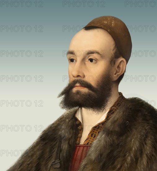 Anton Fugger, 1493 – 1560, German merchant, banker, and member of the Fugger family, digitally edited according to a painting by Johannes Maler zu Schwaz