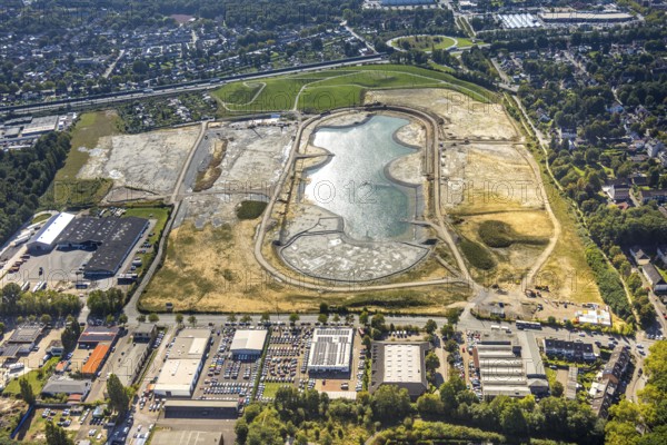 Aerial view of the former harness racing track Recklinghausen, on the A2 motorway, with northern tangent of Blitzkuhlenstraße, König-Ludwig, Recklinghausen, Ruhr area, North Rhine-Westphalia, Germany
