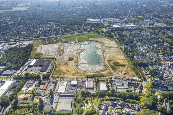 Aerial view of the former harness racing track Recklinghausen, on the A2 motorway, with northern tangent of Blitzkuhlenstraße, König-Ludwig, Recklinghausen, Ruhr area, North Rhine-Westphalia, Germany