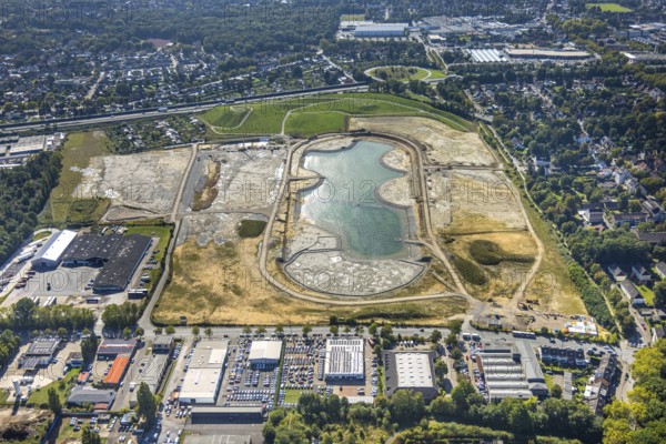 Aerial view of the former harness racing track Recklinghausen, on the A2 motorway, with northern tangent of Blitzkuhlenstraße, König-Ludwig, Recklinghausen, Ruhr area, North Rhine-Westphalia, Germany