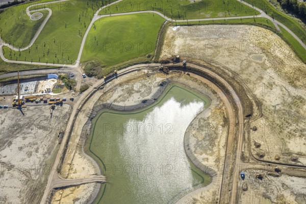 Aerial view of the former harness racing track Recklinghausen, on the A2 motorway, with northern tangent of Blitzkuhlenstraße, König-Ludwig, Recklinghausen, Ruhr area, North Rhine-Westphalia, Germany