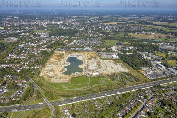 Aerial view of the former harness racing track Recklinghausen, on the A2 motorway, with northern tangent of Blitzkuhlenstraße, König-Ludwig, Recklinghausen, Ruhr area, North Rhine-Westphalia, Germany