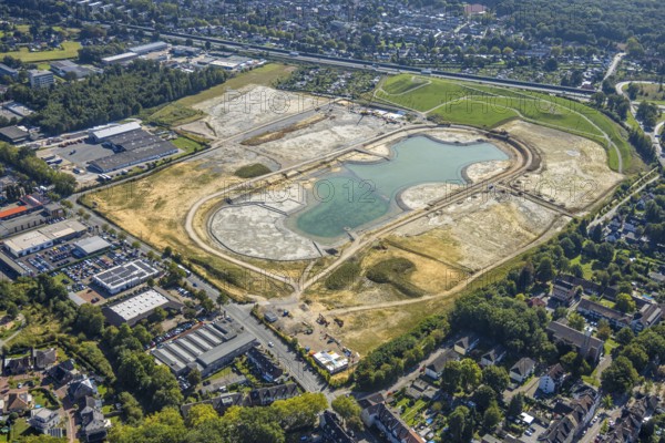 Aerial view of the former harness racing track Recklinghausen, on the A2 motorway, with northern tangent of Blitzkuhlenstraße, König-Ludwig, Recklinghausen, Ruhr area, North Rhine-Westphalia, Germany