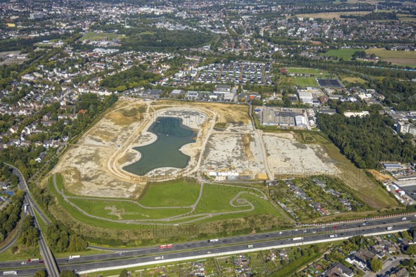 Aerial view of the former harness racing track Recklinghausen, on the A2 motorway, with northern tangent of Blitzkuhlenstraße, König-Ludwig, Recklinghausen, Ruhr area, North Rhine-Westphalia, Germany