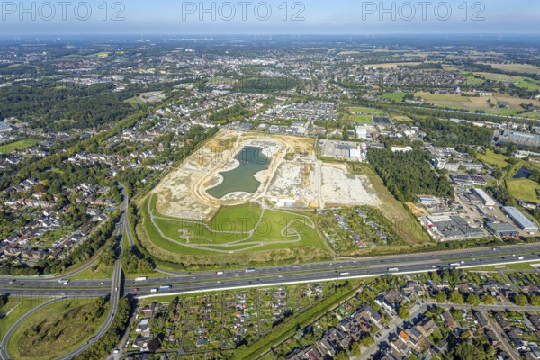 Aerial view of the former harness racing track Recklinghausen, on the A2 motorway, with northern tangent of Blitzkuhlenstraße, König-Ludwig, Recklinghausen, Ruhr area, North Rhine-Westphalia, Germany