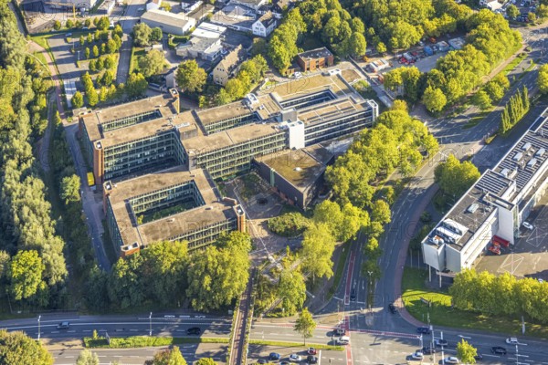 Aerial view, Recklinghausen district hall with new extension, Hillen, Recklinghausen, Ruhr area, North Rhine-Westphalia, Germany