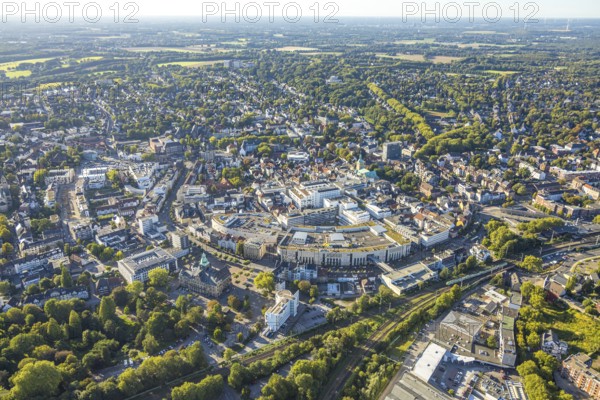 Aerial view, overview of the city centre of Recklinghausen with town hall, main station Recklinghausen, Mitte, centre, Recklinghausen, Ruhr area, North Rhine-Westphalia, Germany