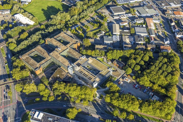 Aerial view, Recklinghausen district hall with new extension, Hillen, Recklinghausen, Ruhr area, North Rhine-Westphalia, Germany
