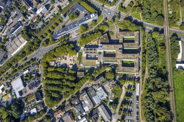 Aerial view, Recklinghausen district hall with new extension, Hillen, Recklinghausen, Ruhr area, North Rhine-Westphalia, Germany
