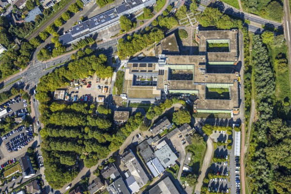 Aerial view, Recklinghausen district hall with new extension, Hillen, Recklinghausen, Ruhr area, North Rhine-Westphalia, Germany