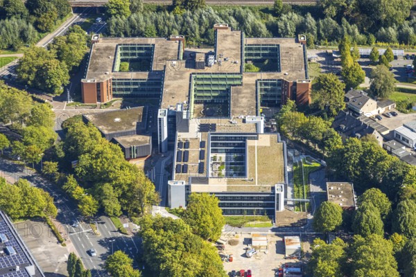 Aerial view, Recklinghausen district hall with new extension, Hillen, Recklinghausen, Ruhr area, North Rhine-Westphalia, Germany