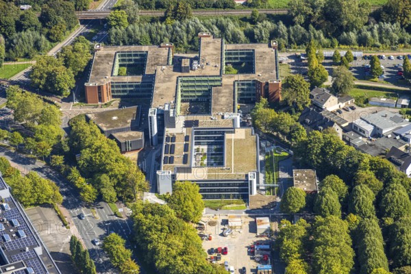 Aerial view, Recklinghausen district hall with new extension, Hillen, Recklinghausen, Ruhr area, North Rhine-Westphalia, Germany