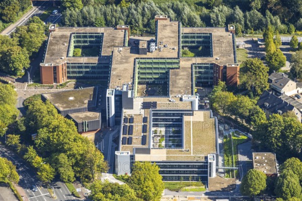 Aerial view, Recklinghausen district hall with new extension, Hillen, Recklinghausen, Ruhr area, North Rhine-Westphalia, Germany
