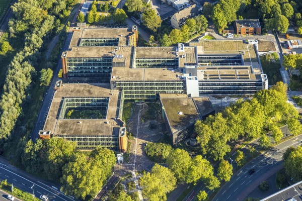Aerial view, Recklinghausen district hall with new extension, Hillen, Recklinghausen, Ruhr area, North Rhine-Westphalia, Germany