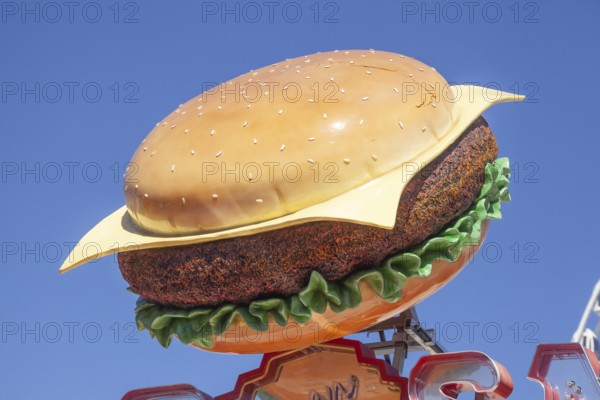Hamburger as decoration at the Bremer Osterwiese folk festival, Bürgerweide, Bremen, Germany
