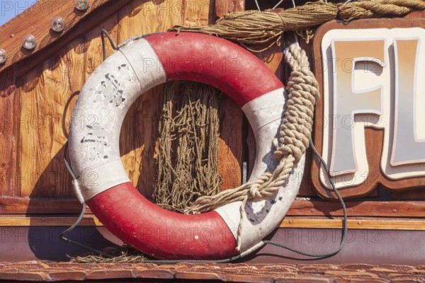 Lifebuoy as decoration at the Bremer Osterwiese fair, Bürgerweide, Bremen, Germany