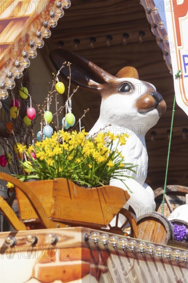 Easter bunny with flowers, decoration, figure at the Bremen Easter Fair, Bürgerweide, Bremen, Germany