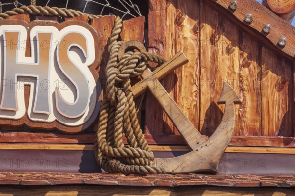 Anchor as decoration at the Bremer Osterwiese folk festival, Bürgerweide, Bremen, Germany