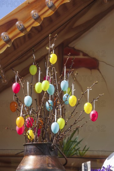 Colourful Easter eggs, decoration at the Bremer Osterwiese folk festival, Bürgerweide, Bremen, Germany