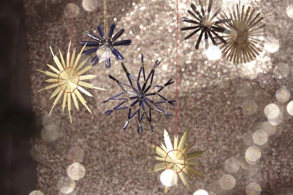 Christmas decoration, home-made straw stars, Germany