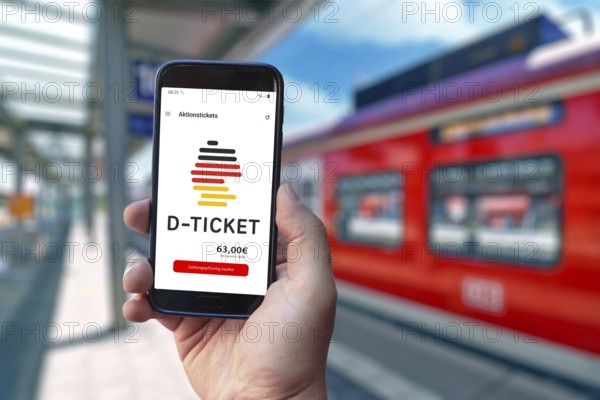 Germany - September 2025: Mobile app for called 'Deutschlandticket' for public transportation in Germany with new raised price of 63 Euro