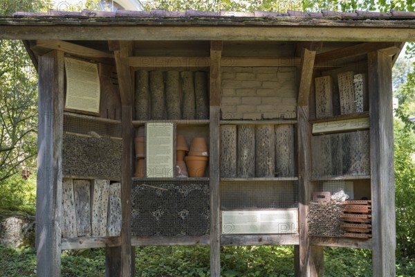 Insect hotel, nesting aids, Coburg, Upper Franconia, Franconia, Bavaria, Germany