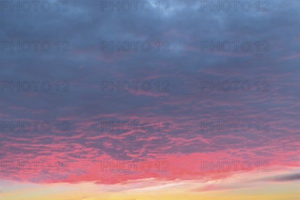 Above grey stratocumulus clouds Stratocumulus clouds Cluster layer clouds, below evening red and golden evening sky, international