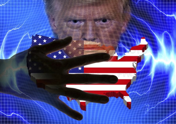 Symbolic image, governing with executive order, autocracy vs. democracy, US democracy in danger, criticism of freedom of speech, LGBT, wokeness, EU and Germany as scapegoats, industry, Donald Trump, tariff threats, Elon Musk, Mark Zuckerberg, social networks, fake news, rights broken, hate, hate speech, DSG Digital Services Act, re-election, USA, politics, announcements, vendetta, wanted dictator, Republicans, US electoral system, global danger, lies, 2nd term, global burden, Ukraine war, storm White House, Trump's election, Trump's election. term, global burden, Ukrainian war, White House storm