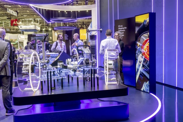Exhibition stand of the automotive supplier ZF. IAA MOBILITY in Munich. The motor show presents itself as a holistic mobility trade fair. Cars continue to take centre stage, however, and Chinese manufacturers are gaining ground. Munich, Bavaria, Germany