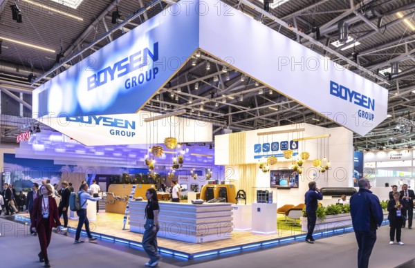 Exhibition stand of the automotive supplier Boysen. IAA MOBILITY in Munich. The Autoshow presents itself as a holistic mobility trade fair. But cars are still the centre of attention. Munich, Bavaria, Germany