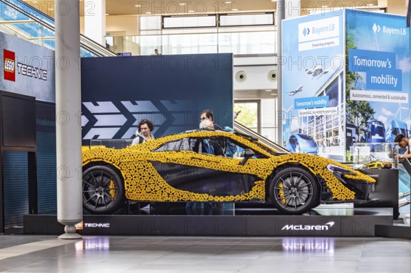 McLaren sports car, rebuilt from Lego bricks. IAA MOBILITY in Munich. The motor show presents itself as a holistic mobility trade fair. Munich, Bavaria, Germany