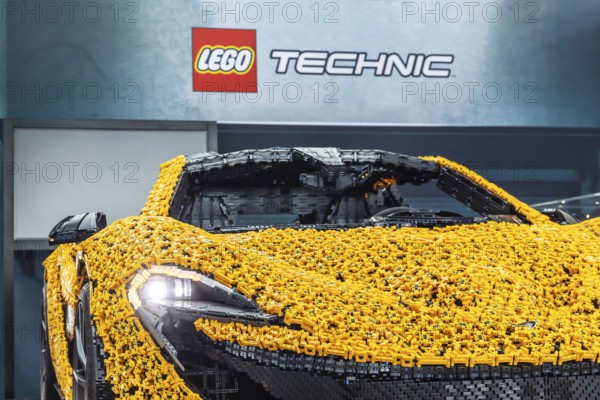 McLaren sports car, rebuilt from Lego bricks. IAA MOBILITY in Munich. The motor show presents itself as a holistic mobility trade fair. Munich, Bavaria, Germany