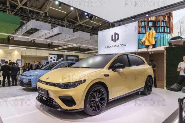 Exhibition stand of the Chinese manufacturer Leapmotor. Leapmotor Lafa 5th IAA MOBILITY in Munich. The motor show presents itself as a holistic mobility trade fair. Cars continue to take centre stage, however, and Chinese manufacturers are gaining ground. Munich, Bavaria, Germany