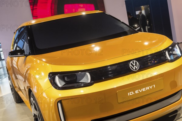 Volkswagen exhibition stand. ID.Eyery 1st IAA MOBILITY in Munich. The motor show presents itself as a holistic mobility trade fair. Cars still take centre stage, however, with a study of a new entry-level model from VW. Munich, Bavaria, Germany
