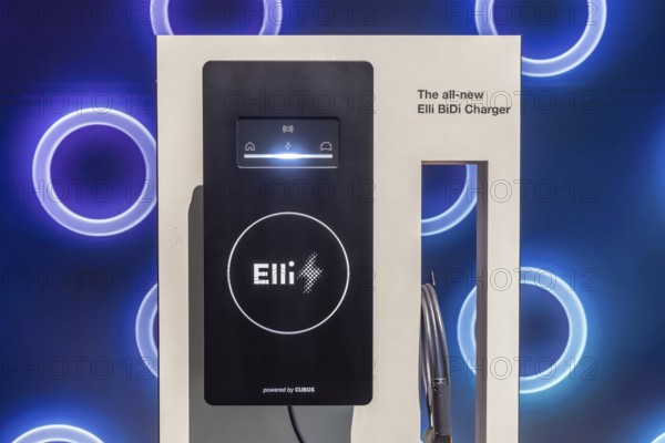 Volkswagen exhibition stand. Elli BiDi Charger. Concpet. IAA MOBILITY in Munich. The motor show presents itself as a holistic mobility trade fair. Cars continue to take centre stage, however, and Chinese manufacturers are gaining ground. Munich, Bavaria, Germany