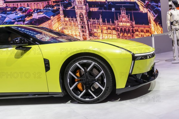 XPeng exhibition stand. With the XPeng P7, the Chinese are targeting sporty drivers. IAA MOBILITY in Munich. The motor show presents itself as a holistic mobility trade fair. Cars continue to take centre stage, however, and Chinese manufacturers are gaining ground. Munich, Bavaria, Germany