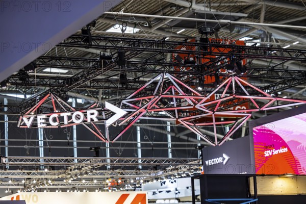 Exhibition stand of the software company Vector Informatik GmbH. IAA MOBILITY in Munich. The motor show presents itself as a holistic mobility trade fair. Cars continue to take centre stage, however, and Chinese manufacturers are gaining ground. Munich, Bavaria, Germany