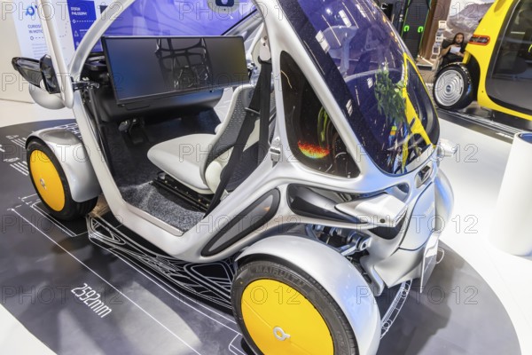 Beastie Mini from the Chinese company PIX Moving. The compact electric vehicle has a one-piece 3D-printed unibody chassis. IAA MOBILITY in Munich. The motor show presents itself as a holistic mobility trade fair. Cars continue to take centre stage, however, with Chinese manufacturers gaining ground. Munich, Bavaria, Germany