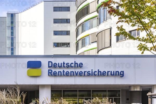 German Pension Insurance with logo and word mark. Office building in Stuttgart, Baden-Württemberg, Germany