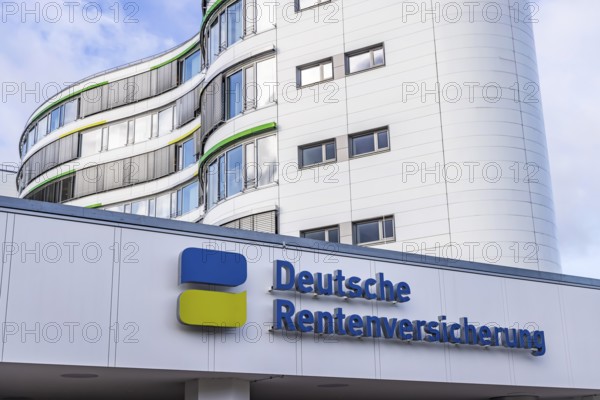 German Pension Insurance with logo and word mark. Office building in Stuttgart, Baden-Württemberg, Germany