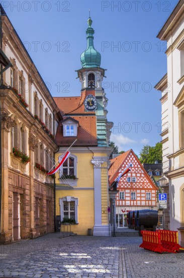 Historic town hall in the old town centre, beer town Kulmbach, Maintal, Upper Franconia, Franconia, Bavaria, Germany