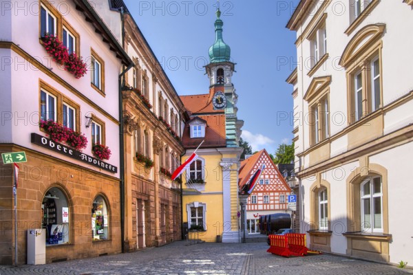 Historic town hall in the old town centre, beer town Kulmbach, Maintal, Upper Franconia, Franconia, Bavaria, Germany