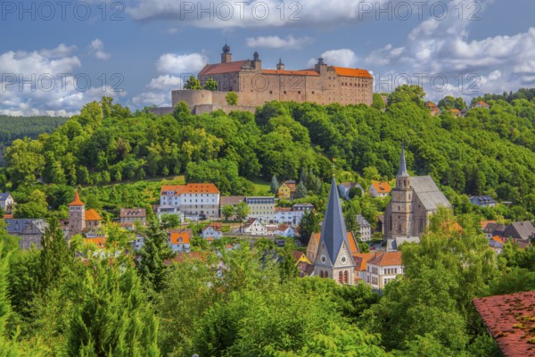Old town view with the Plassenburg, beer town Kulmbach, Maintal, Upper Franconia, Franconia, Bavaria, Germany