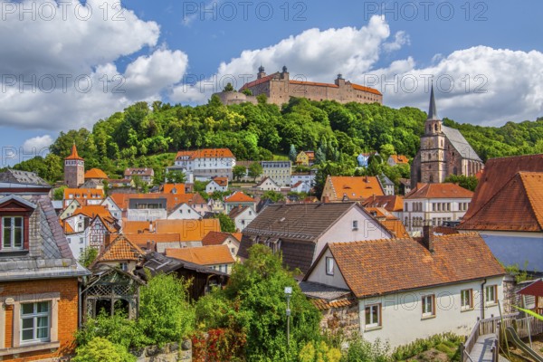 Old town view with the Plassenburg, beer town Kulmbach, Maintal, Upper Franconia, Franconia, Bavaria, Germany