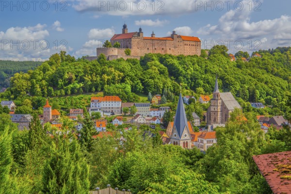 Old town view with the Plassenburg, beer town Kulmbach, Maintal, Upper Franconia, Franconia, Bavaria, Germany