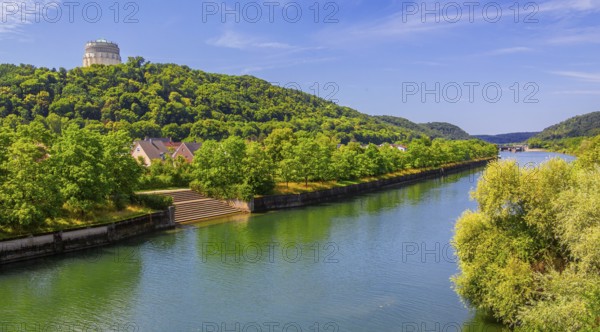 Liberation Hall above the Main-Danube Canal, Kelheim, Danube Valley, Lower Bavaria, Bavaria, Germany