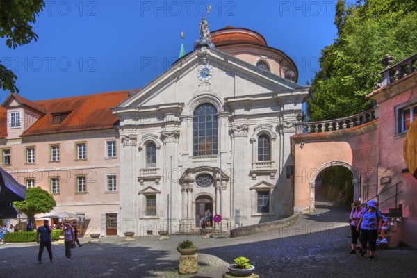 Portal of the monastery church of Weltenburg Monastery, Kelheim, Danube Valley, Lower Bavaria, Bavaria, Germany
