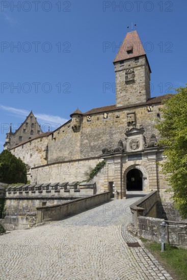 Entrance gate and Bulgarenturm, Veste Coburg, Coburg, Upper Franconia, Franconia, Bavaria, Germany