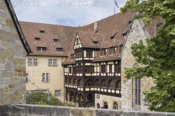 Luther Chapel and Fürstenbau, Veste Coburg, inner courtyard, Coburg, Upper Franconia, Franconia, Bavaria, Germany