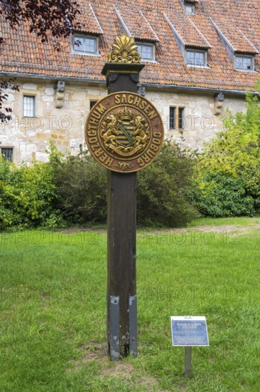 Border sign of the Duchy of Saxe-Coburg, end of the 19th century, Veste Coburg, Coburg, Upper Franconia, Franconia, Bavaria, Germany